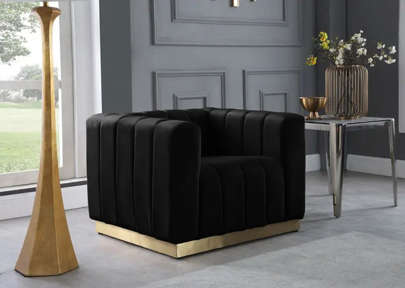 Meridian Furniture - Marlon 3 Piece Living Room Set In Black - 603Black-S-3Set