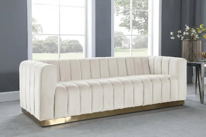 Meridian Furniture - Marlon 3 Piece Living Room Set In Cream - 603Cream-S-3Set