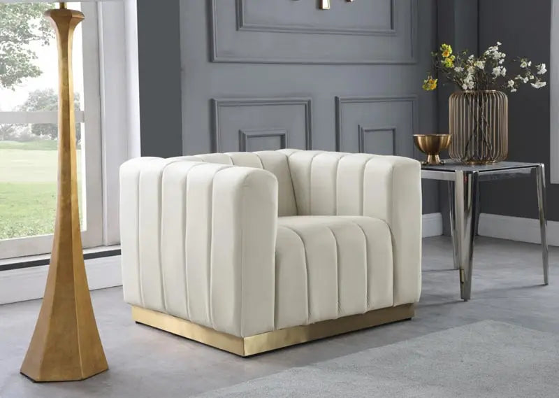 Meridian Furniture - Marlon 3 Piece Living Room Set In Cream - 603Cream-S-3Set