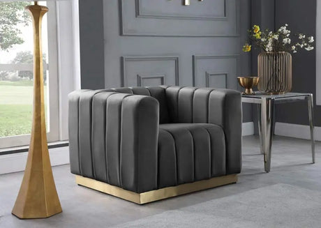 Meridian Furniture - Marlon 3 Piece Living Room Set In Grey - 603Grey-S-3Set