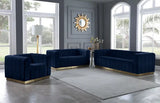 Meridian Furniture - Marlon 3 Piece Living Room Set In Navy - 603Navy-S-3Set