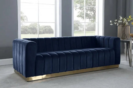 Meridian Furniture - Marlon 3 Piece Living Room Set In Navy - 603Navy-S-3Set