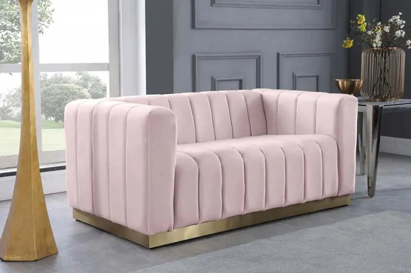 Meridian Furniture - Marlon 3 Piece Living Room Set In Pink - 603Pink-S-3Set