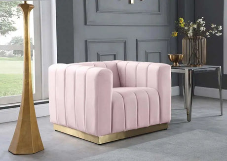 Meridian Furniture - Marlon 3 Piece Living Room Set In Pink - 603Pink-S-3Set