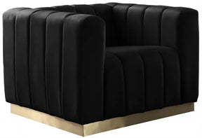 Marlon Velvet Chair In Black - 603Black-C | Meridian