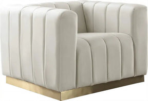 Marlon Velvet Chair In Cream - 603Cream-C | Meridian