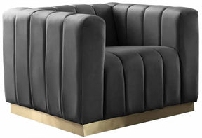 Marlon Velvet Chair In Grey - 603Grey-C | Meridian