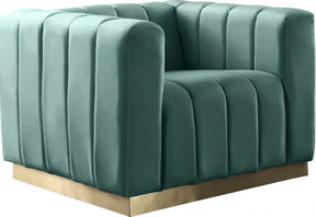 Marlon Velvet Chair In Mint - 603Mint-C | Meridian