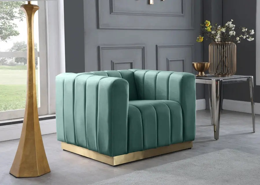 Meridian Furniture - Marlon Velvet Chair In Mint - 603Mint-C