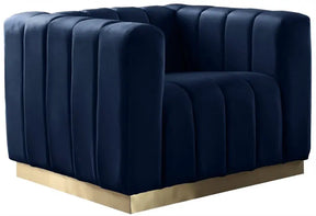 Marlon Velvet Chair In Navy - 603Navy-C | Meridian