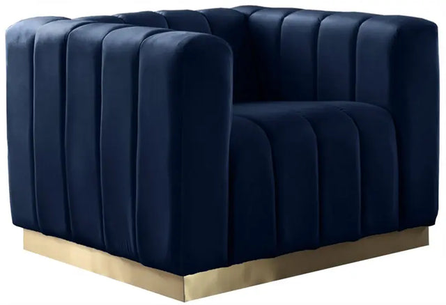 Meridian Furniture - Marlon Velvet Chair In Navy - 603Navy-C