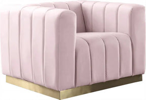 Marlon Velvet Chair In Pink - 603Pink-C | Meridian