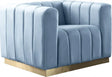 Marlon Velvet Chair In Sky Blue - 603Skyblu-C | Meridian