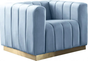 Marlon Velvet Chair In Sky Blue - 603Skyblu-C | Meridian