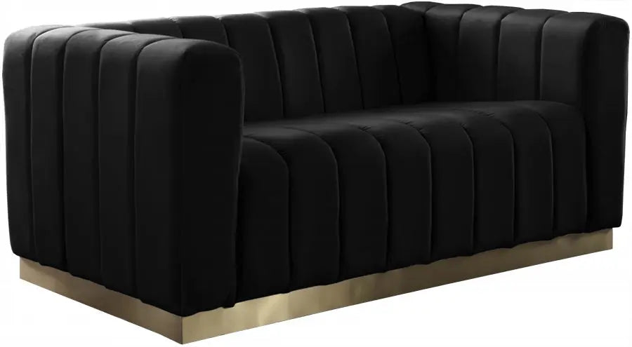 Meridian Furniture - Marlon Velvet Loveseat In Black - 603Black-L