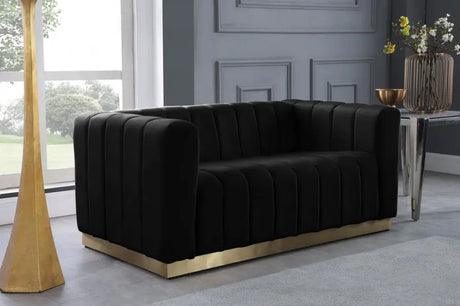 Meridian Furniture - Marlon Velvet Loveseat In Black - 603Black-L