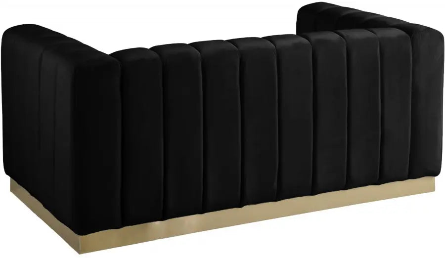 Meridian Furniture - Marlon Velvet Loveseat In Black - 603Black-L