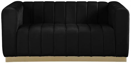 Meridian Furniture - Marlon Velvet Loveseat In Black - 603Black-L