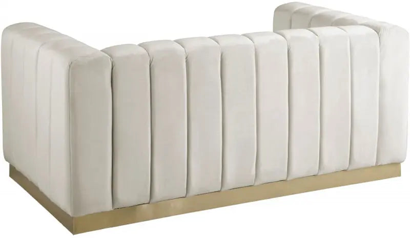 Meridian Furniture - Marlon Velvet Loveseat In Cream - 603Cream-L