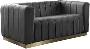 Marlon Velvet Loveseat In Grey - 603Grey-L | Meridian
