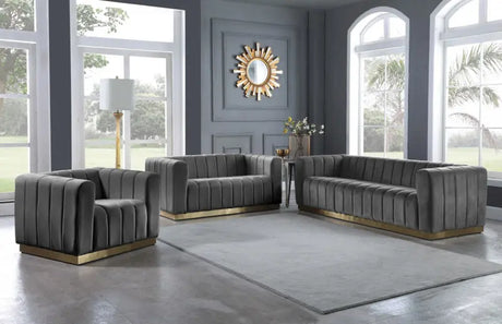 Meridian Furniture - Marlon Velvet Loveseat In Grey - 603Grey-L