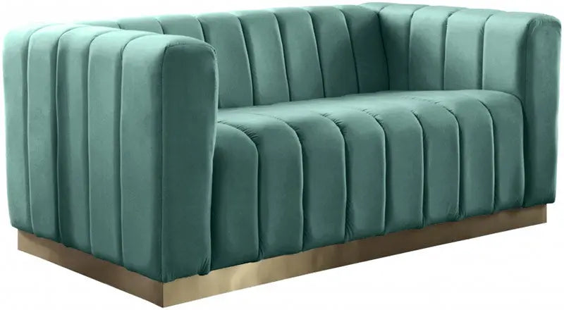 Meridian Furniture - Marlon Velvet Loveseat In Mint - 603Mint-L