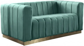 Marlon Velvet Loveseat In Mint - 603Mint-L | Meridian