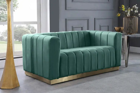 Meridian Furniture - Marlon Velvet Loveseat In Mint - 603Mint-L