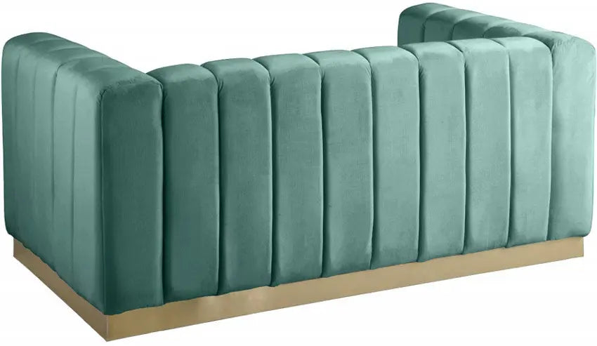 Meridian Furniture - Marlon Velvet Loveseat In Mint - 603Mint-L