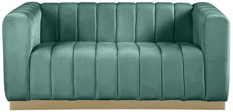 Meridian Furniture - Marlon Velvet Loveseat In Mint - 603Mint-L