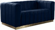 Marlon Velvet Loveseat In Navy - 603Navy-L | Meridian