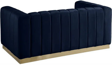 Meridian Furniture - Marlon Velvet Loveseat In Navy - 603Navy-L