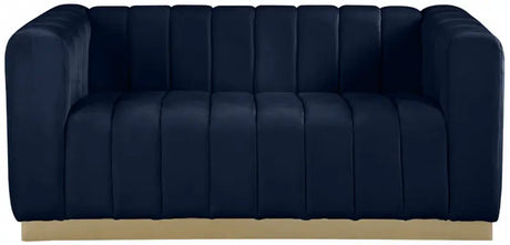 Meridian Furniture - Marlon Velvet Loveseat In Navy - 603Navy-L