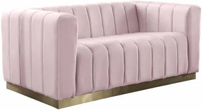 Marlon Velvet Loveseat In Pink - 603Pink-L | Meridian