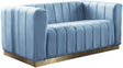 Marlon Velvet Loveseat In Sky Blue - 603Skyblu-L | Meridian