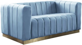 Marlon Velvet Loveseat In Sky Blue - 603Skyblu-L | Meridian