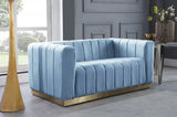 Meridian Furniture - Marlon Velvet Loveseat In Sky Blue - 603Skyblu-L