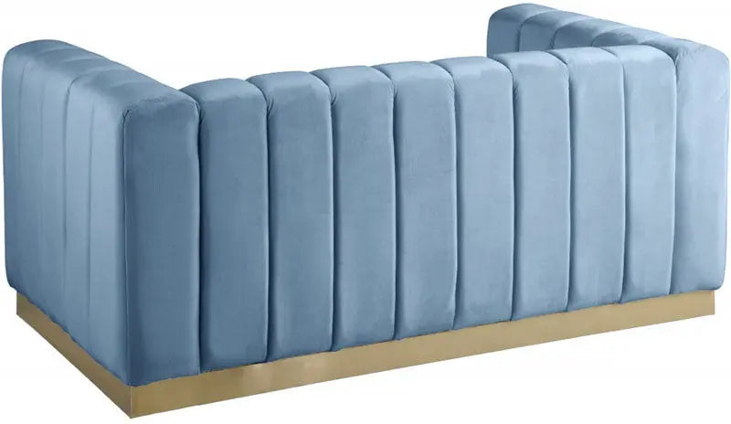 Meridian Furniture - Marlon Velvet Loveseat In Sky Blue - 603Skyblu-L