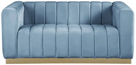 Meridian Furniture - Marlon Velvet Loveseat In Sky Blue - 603Skyblu-L