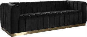 Marlon Velvet Sofa In Black - 603Black-S | Meridian