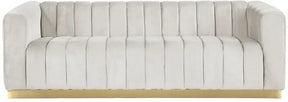 Marlon Velvet Sofa In Cream - 603Cream-S | Meridian