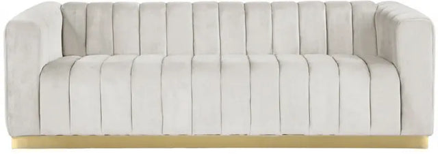 Meridian Furniture - Marlon Velvet Sofa In Cream - 603Cream-S