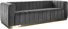 Marlon Velvet Sofa In Grey - 603Grey-S | Meridian
