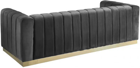 Meridian Furniture - Marlon Velvet Sofa In Grey - 603Grey-S