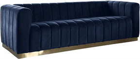 Marlon Velvet Sofa In Navy - 603Navy-S | Meridian