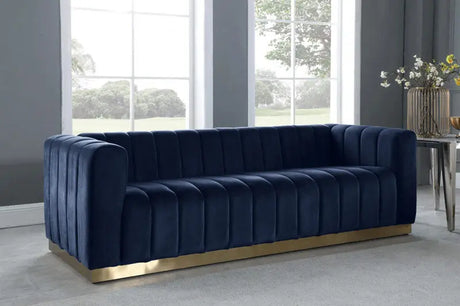 Meridian Furniture - Marlon Velvet Sofa In Navy - 603Navy-S