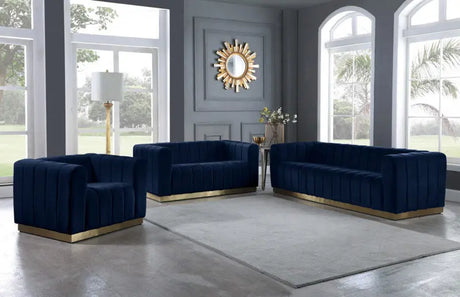 Meridian Furniture - Marlon Velvet Sofa In Navy - 603Navy-S