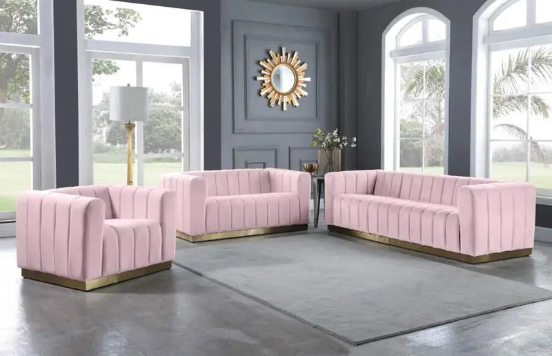 Meridian Furniture - Marlon Velvet Sofa In Pink - 603Pink-S