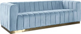 Meridian Furniture - Marlon Velvet Sofa In Sky Blue - 603Skyblu-S