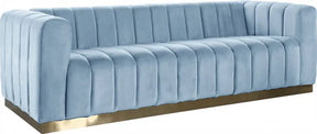 Marlon Velvet Sofa In Sky Blue - 603Skyblu-S | Meridian